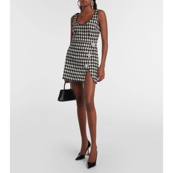 Self-Portrait Checked bouclé minidress US 4 $555 - Picture 1 of 11